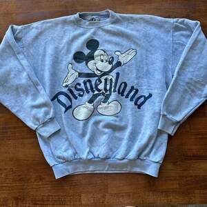 Vintage Disneyland Mickey Mouse Sweatshirt Acid Wash Blue, Old School Disney Tag